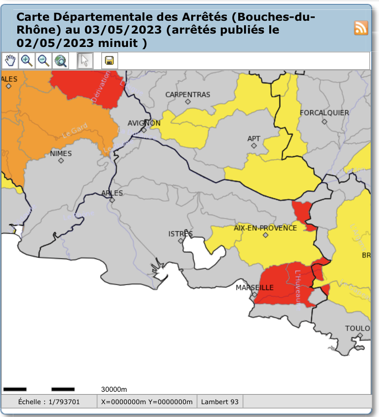 Propluvia Carte Départementale des Arrêtés Var au 03052023